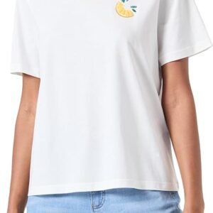 Vila Lemon Slice Embroidered T-Shirt - Crisp White