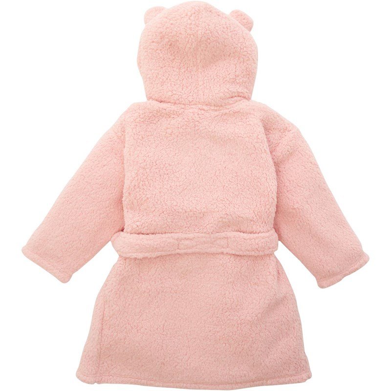 Studio Kids' Fluffy Pink Sherpa Robe with Bear Ears - Hooded Fleece Dressing Gown (Size 12-14 Months)