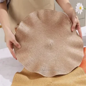 MAX Ruffled Woven Round Placemat - Coastal & Bohemian Style Table Mat