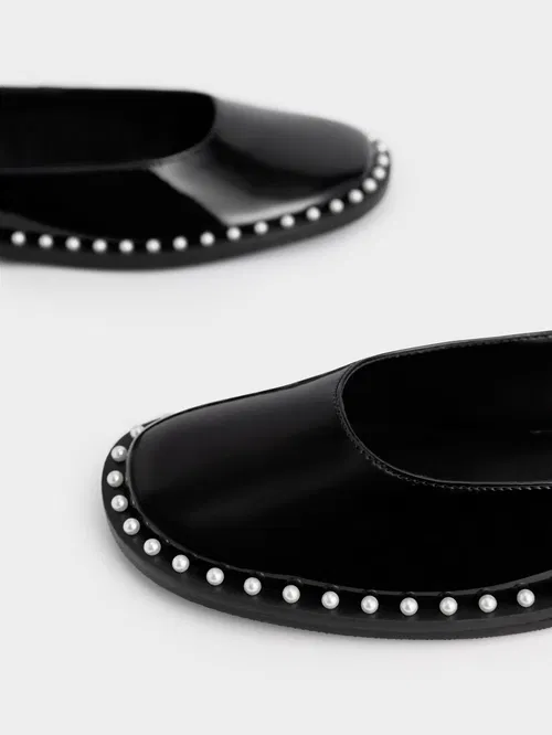 CHARLES & KEITH Black Patent Ballerina Flats (Size 36)