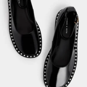 CHARLES & KEITH Black Patent Ballerina Flats (Size 36)