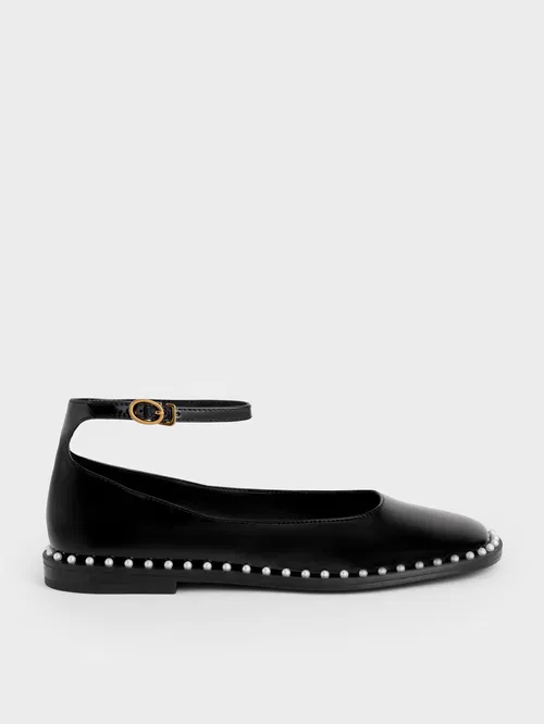 CHARLES & KEITH Black Patent Ballerina Flats (Size 36)