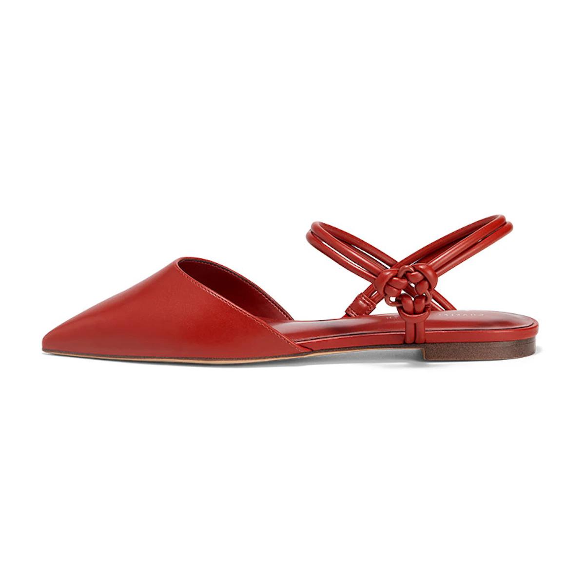 Charles & Keith Red Knotted Strap Pointed-Toe Slingback Heels