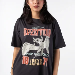Oversized Led Zeppelin 1971 Tokyo Japan Tour Concert Graphic T-Shirt