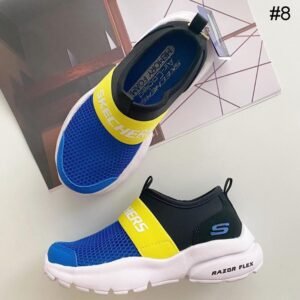 Skechers Boys' Razor Flex - Mezder Lightweight Slip-On Sneakers (Blue/Yellow/Black)