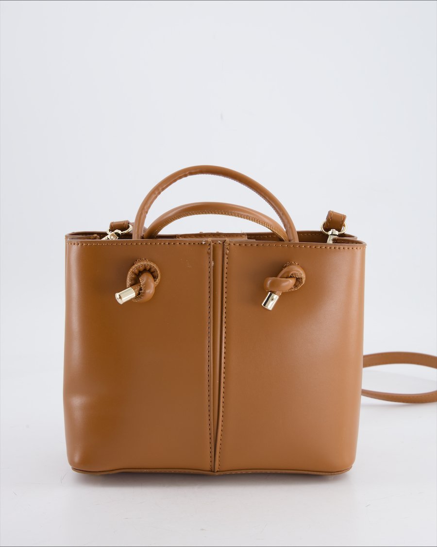 MAX Women's Tan Knot Detail Crossbody Handbag | Structured Mini Tote