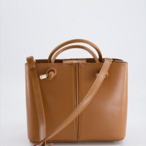 MAX Women's Tan Knot Detail Crossbody Handbag | Structured Mini Tote