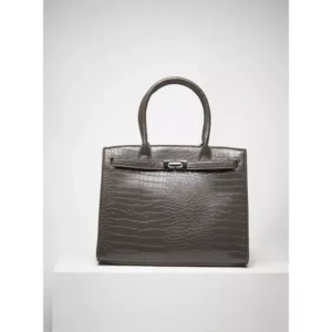 MAX Women's Croc Embossed Top Handle Tote Bag in Grey