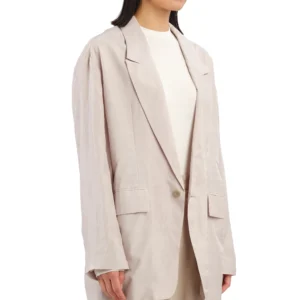 Women’s Oversized Beige Blazer – Lightweight Long-Sleeve Casual Jacket