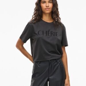 Chérie" Embroidered Dark Grey T-Shirt