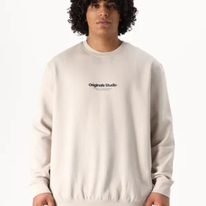Men's Classic Fit Essentials Crew-Neck Sweatshirt - Light Beige
