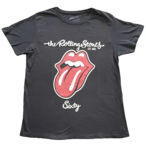 The Rolling Stones Classic Tongue Logo Women's T-Shirt - Iconic Rock Band Tee - Fitted Black