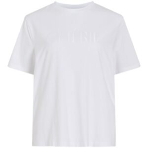 Embossed 'Chérie' White Graphic T-Shirt | Women's Short Sleeve Cotton Tee