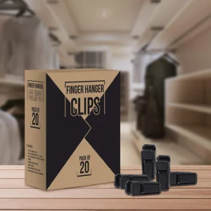 (20-Pack) Finger Hanger Clips - Non-Slip, Strong Grip Plastic Hanger Clips for Clothes