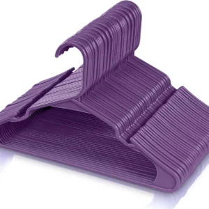 Heavy Duty Purple Plastic Clothes Hangers - Elegant & Space-Saving Design