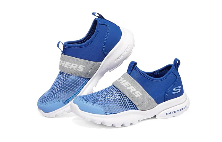 Skechers Kids' Razor Flex - Airy Colour – Blue & Grey Slip-On Sneakers (Size 30)