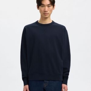 Classic Unisex Navy Blue Crewneck Sweatshirt | Basic Cotton Pullover