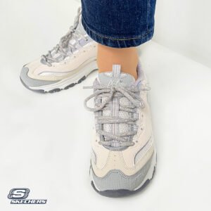 Skechers D'Lites Women's Fashion Sneakers - Sparkling White/Silver Chunky Shoes