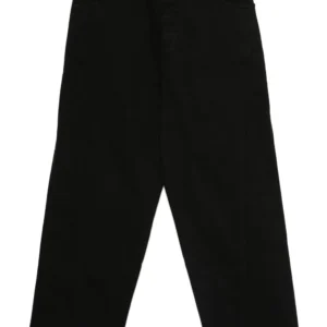 LOGIFIRST Women's Classic Black Denim Trousers - High-Waist Straight Leg Fit, Size L