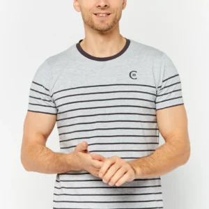 Cerruti 1881 Men's Classic Striped Crew Neck T-Shirt - Luxury Casual, Size L