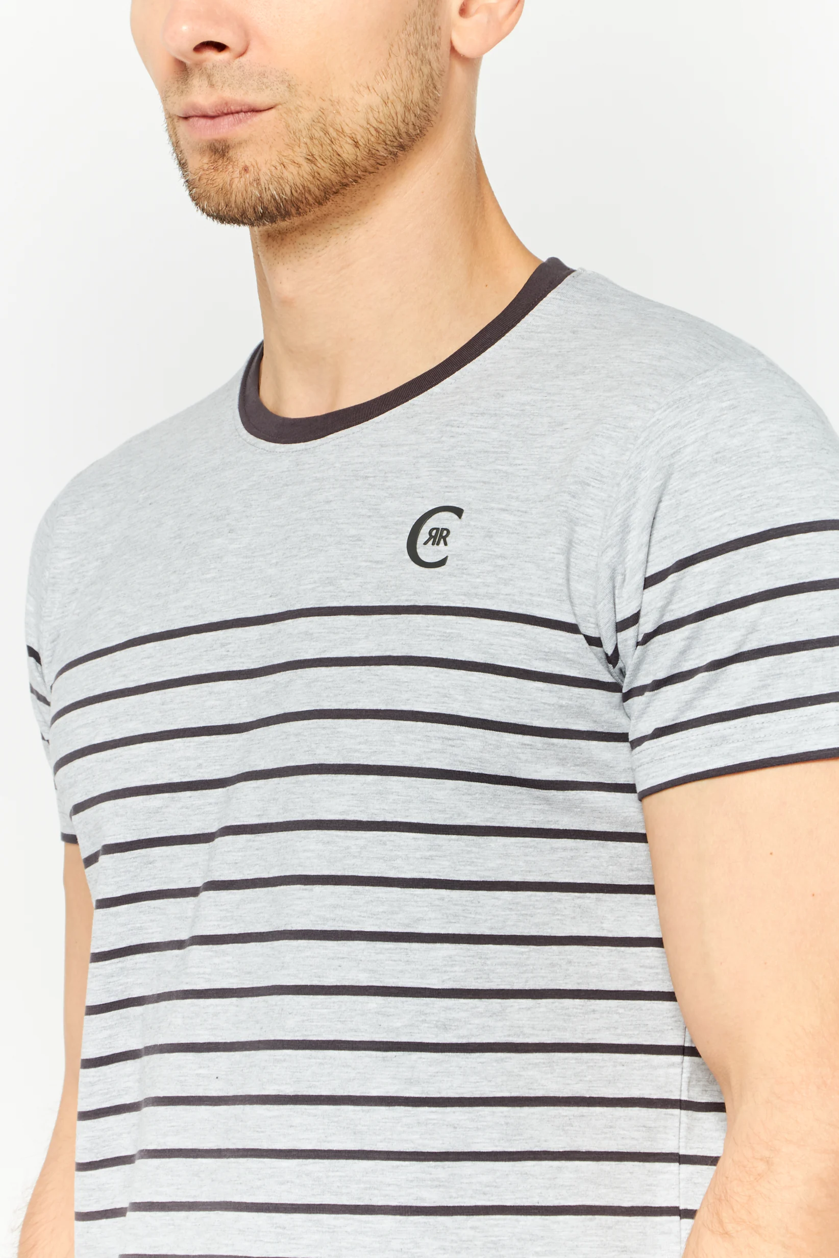 Cerruti 1881 Men's Classic Striped Crew Neck T-Shirt - Luxury Casual, Size L