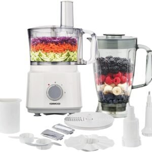 Kenwood Everyday Essentials Food Processor, 750W, 2.1L Bowl with 1.2L Blender, 8 Accessories - FDP303WH