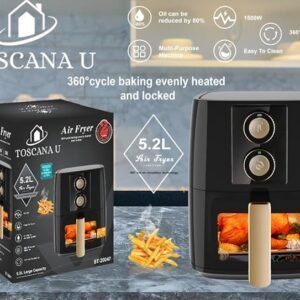 TOSCANA U 5.2L Digital Air Fryer - 1500W Oil-Free Oven with 360° Air Circulation