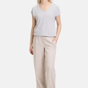 Betty Barclay Women's Micro Check V-Neck Short Sleeve Top