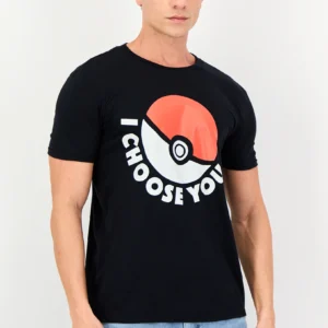 Men's Graphic Tee: Pokémon "I Choose You" Poké Ball T-Shirt - Black