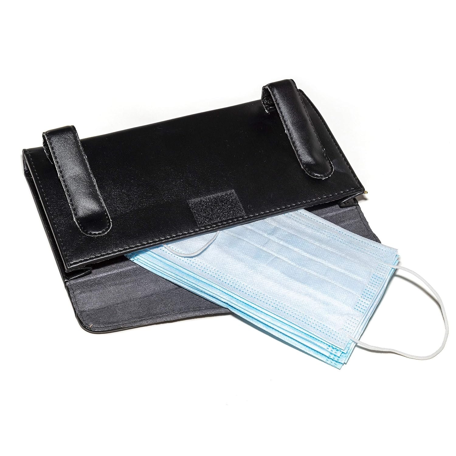 MiLife Car Visor Mask & Tissue Holder - PU Leather Organizer for Disposable Face Masks - Includes 10 Masks