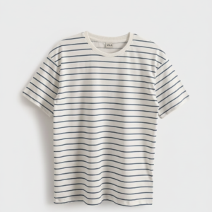 Vila Striped Relaxed Fit T-Shirt for Women (Off-White/Navy)