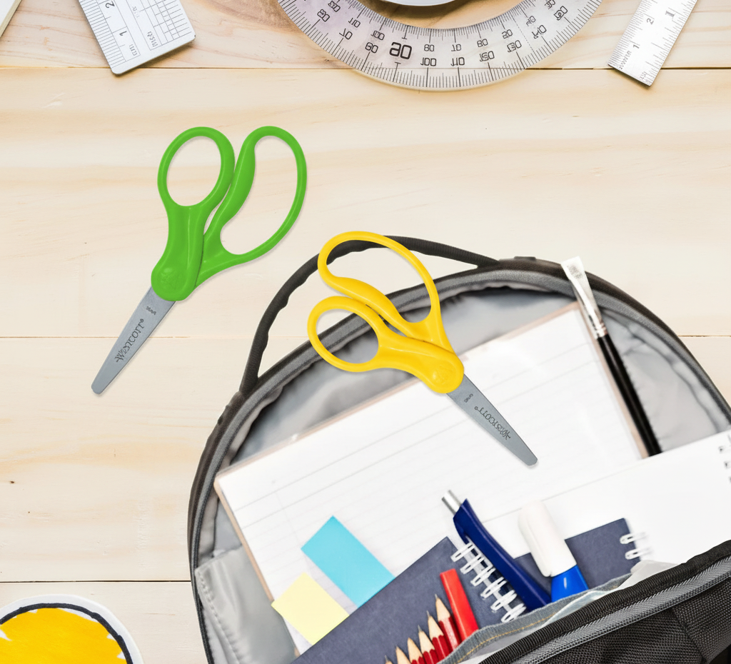 Westcott Kids Safety Scissors Set - 5-Inch Blunt Tip, 2-Pack (Green & Yellow)