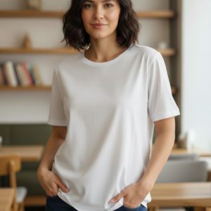Women's Essential Soft-Touch White Crewneck T-Shirt