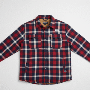 Men's Classic Plaid Flannel Shirt - Red, Navy & Cream