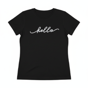 Vero Moda Black "Hello" Graphic T-shirt | Women's Casual Tee - Size L