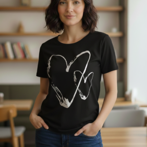 Women's Black Heart Graphic Short-Sleeve T-Shirt