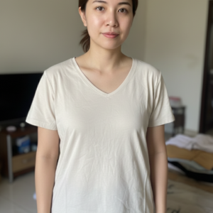 Women's Essential Soft-Touch Beige V-Neck T-Shirt