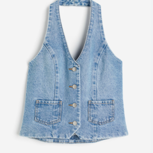Y2K-Inspired Light Wash Denim Halter Vest Top