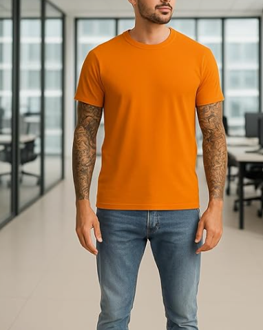 Classic Fit Soft Cotton T-Shirt in Deep Orange