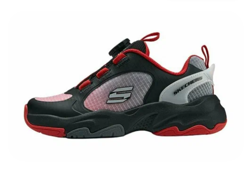 Skechers Kids' Twist-Fit Sport Sneakers – Black, Red & Silver (Size 29)