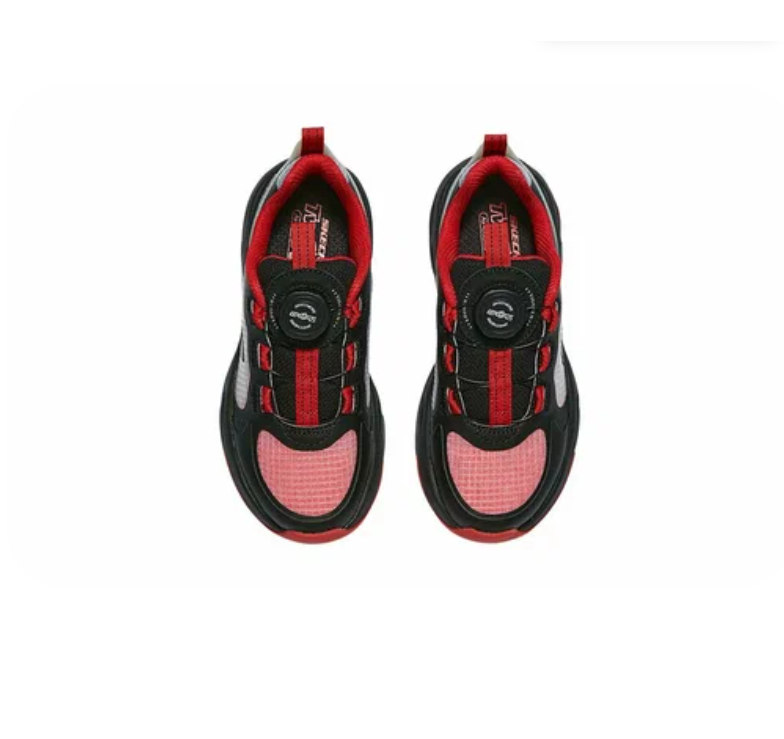 Skechers Kids' Twist-Fit Sport Sneakers – Black, Red & Silver (Size 29)