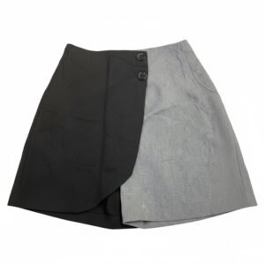 Logifirst Contrast Black & Gray Asymmetrical Mini Skirt - Size S