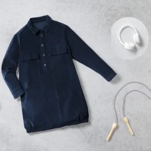 Hip & Hopps Women’s Long Denim Shirt Dress – Dark Blue