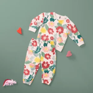 Baby Girls' Floral Sweatshirt and Jogger 2-Piece Set – Pink & Yellow Bloom