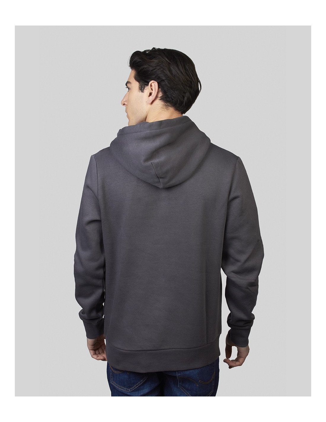 JACK & JONES Logo Print Pullover Hoodie for Men - Grey/Charcoal