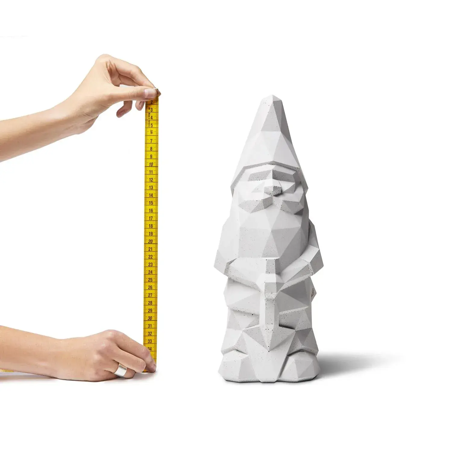 Nino Geometric Garden Gnome in Light Grey by Plato Design (Concrete/Cement)