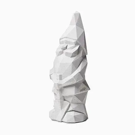 Nino Geometric Garden Gnome in Light Grey by Plato Design (Concrete/Cement)