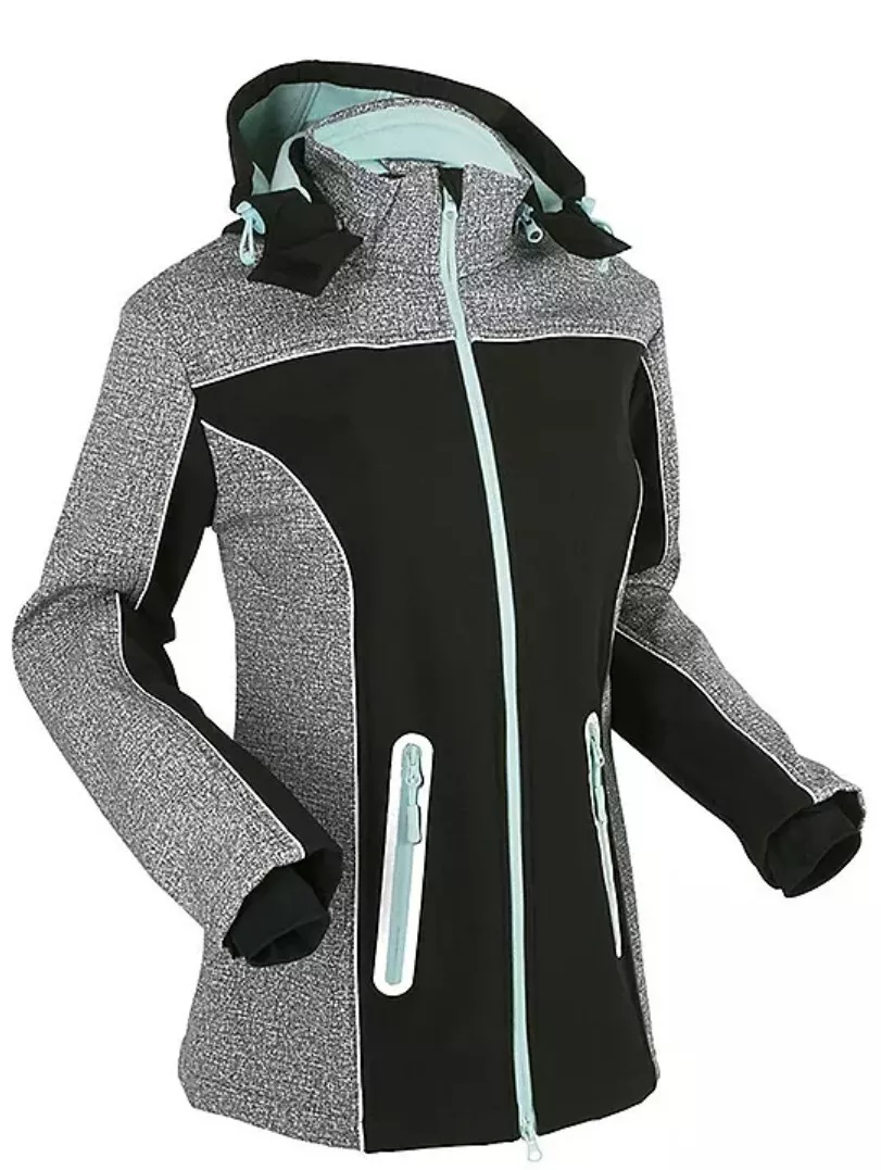 Softshell Sport Jacket - Water-Repellent, Hooded, Two-Tone
