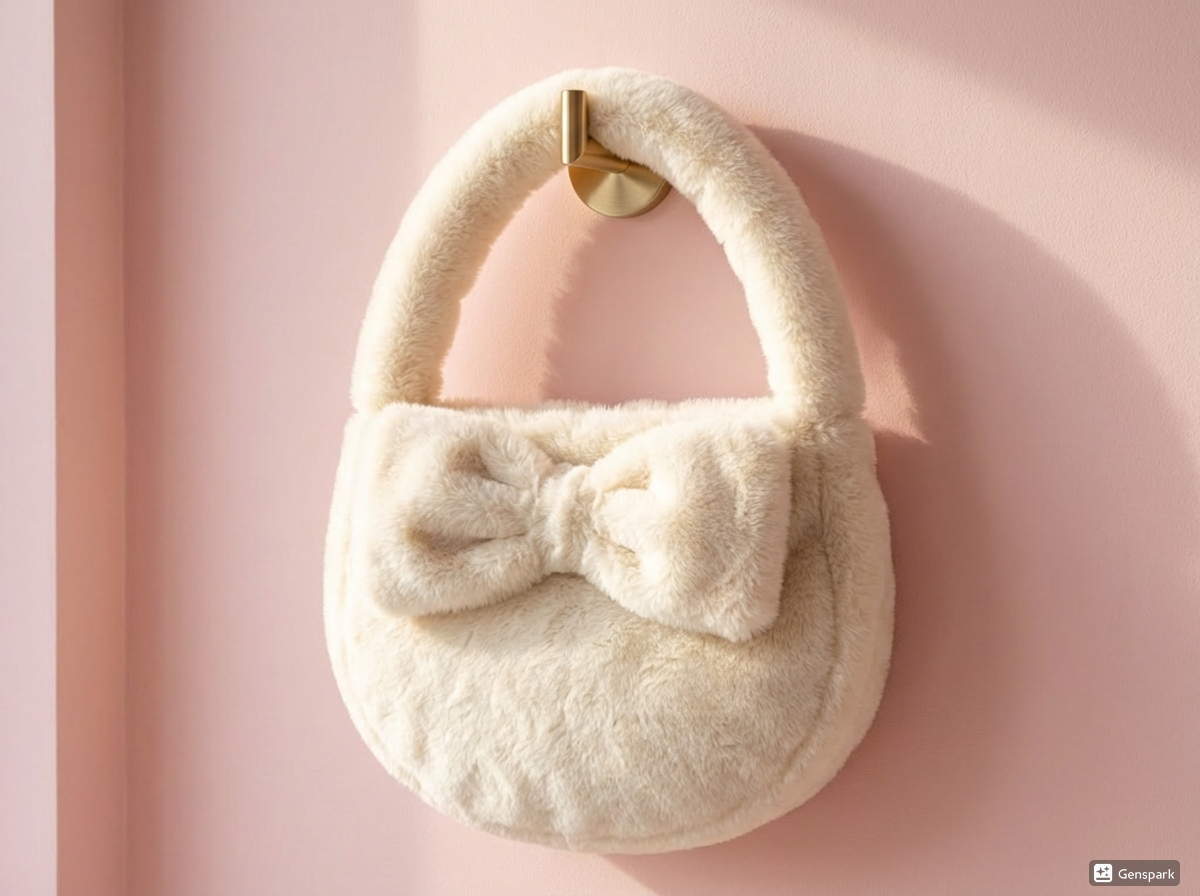 LEDiN Luxury Cream Faux Fur Shoulder Bag – Soft Plush Winter Handbag for Women