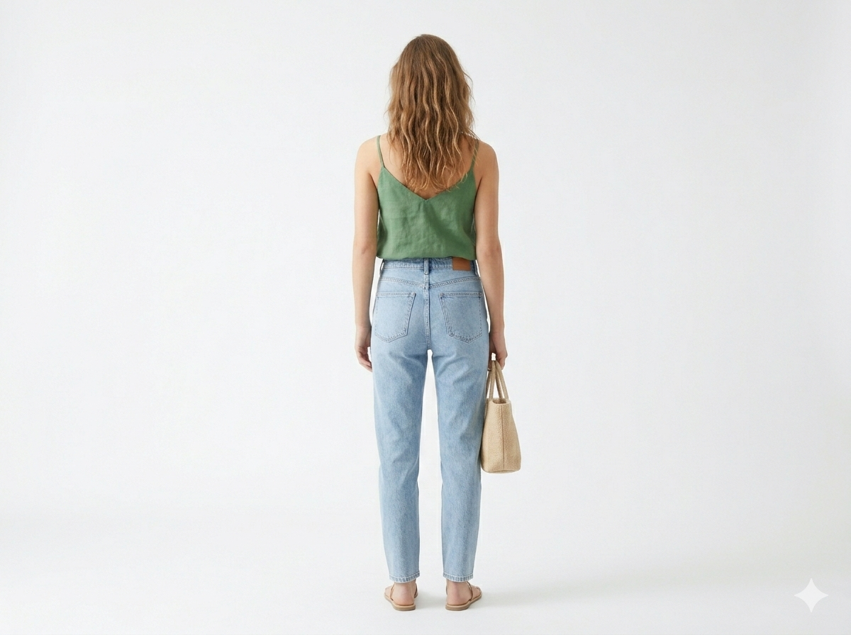 Effortless Summer Essentials Set – Sage Green Linen Cami & High-Waisted Straight Leg Jeans